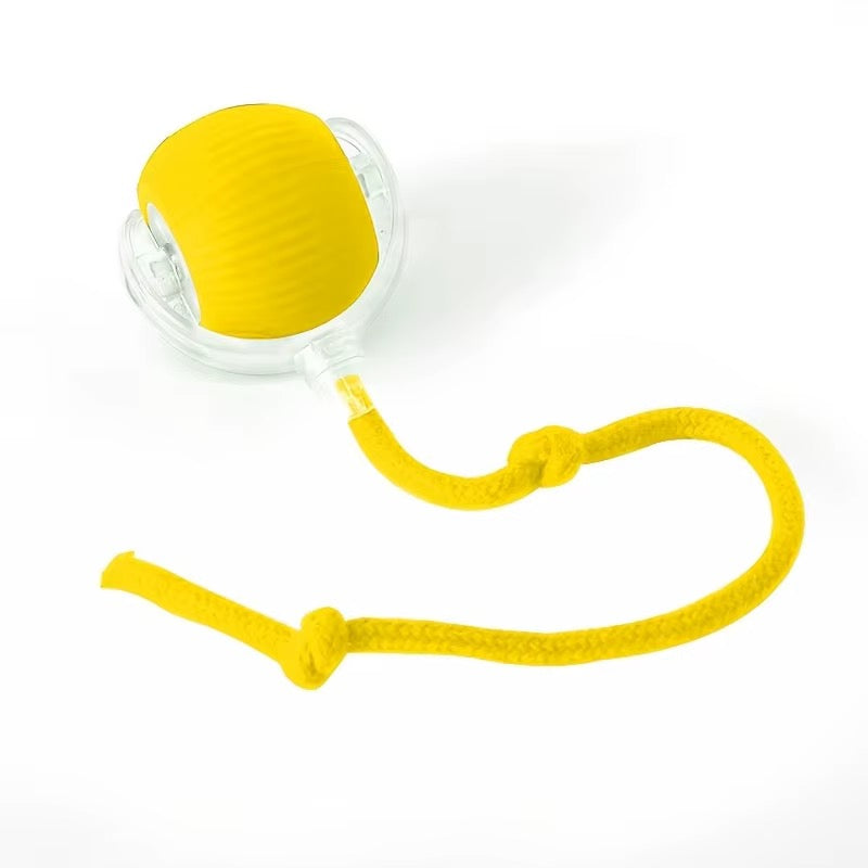 Light-up cat ball toy with rope tail, alternate view