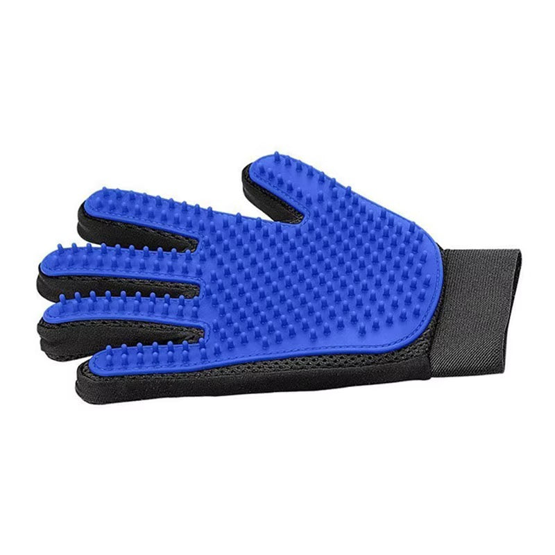 Grooming glove picking up loose pet fur, alternate view
