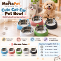 Stainless steel pet bowl in cat-ear base