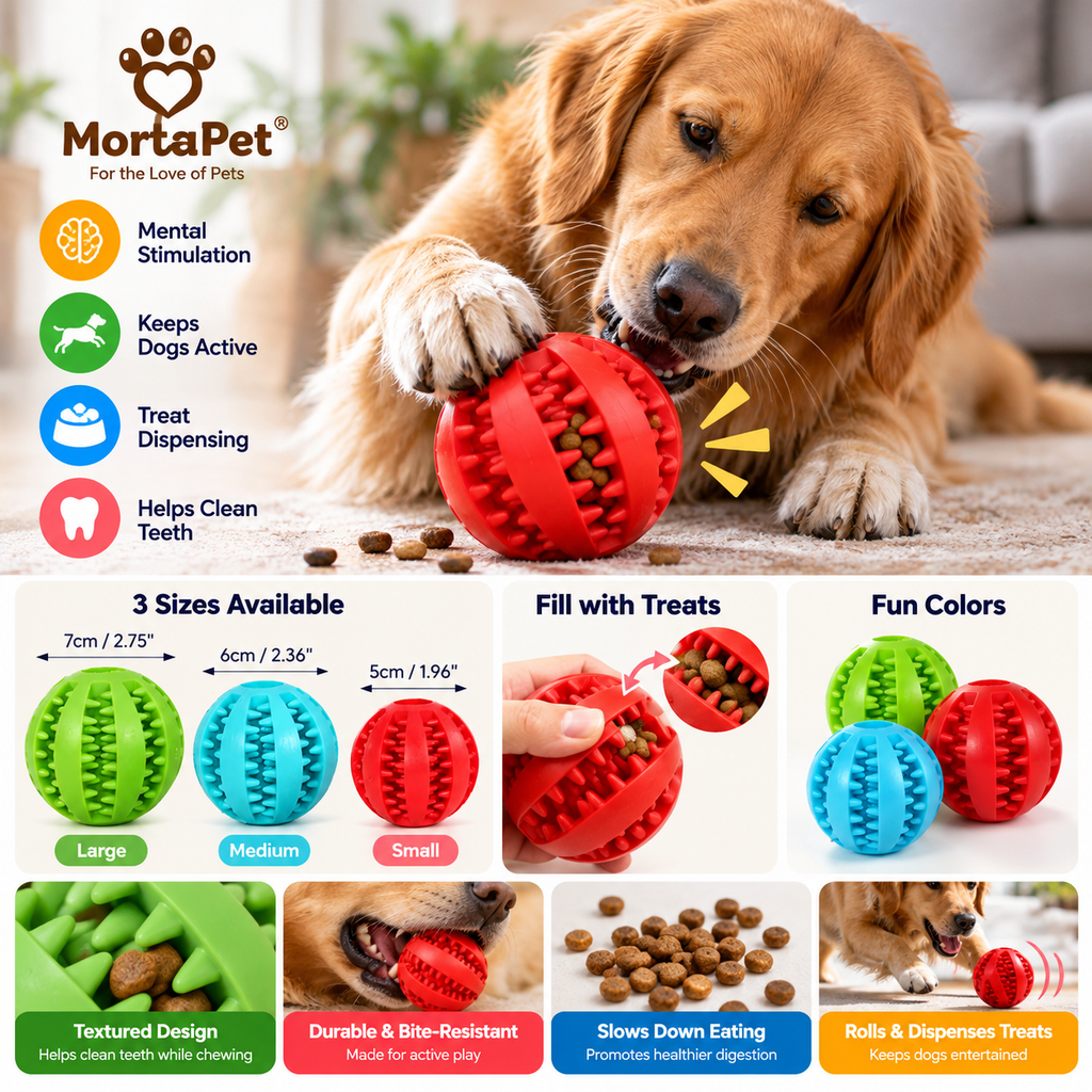 Textured rubber chew ball for dogs